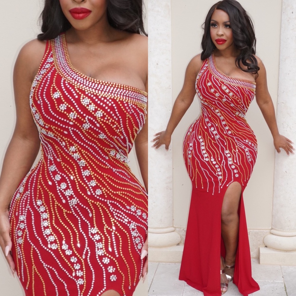 - Kaftan Citra Beaded One shoulder gown